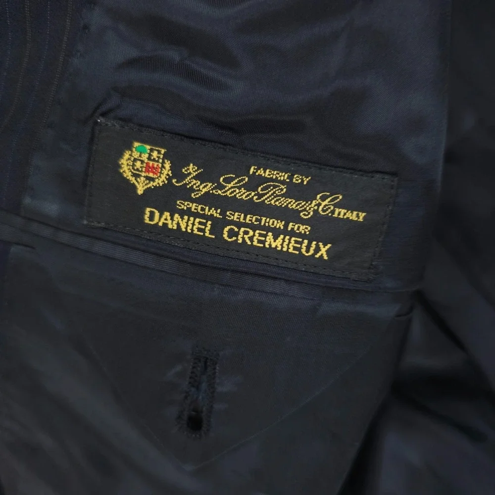 Daniel Cremieux Loro Piana Suit Mens 46R Navy Pinstripe 2 Piece 3 Button 37x30